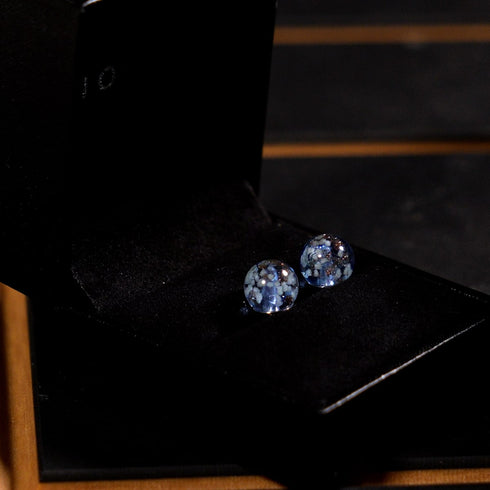 Indigo | Argent sterling .925 | Boucles d'Oreilles Tiges Verre Luciole